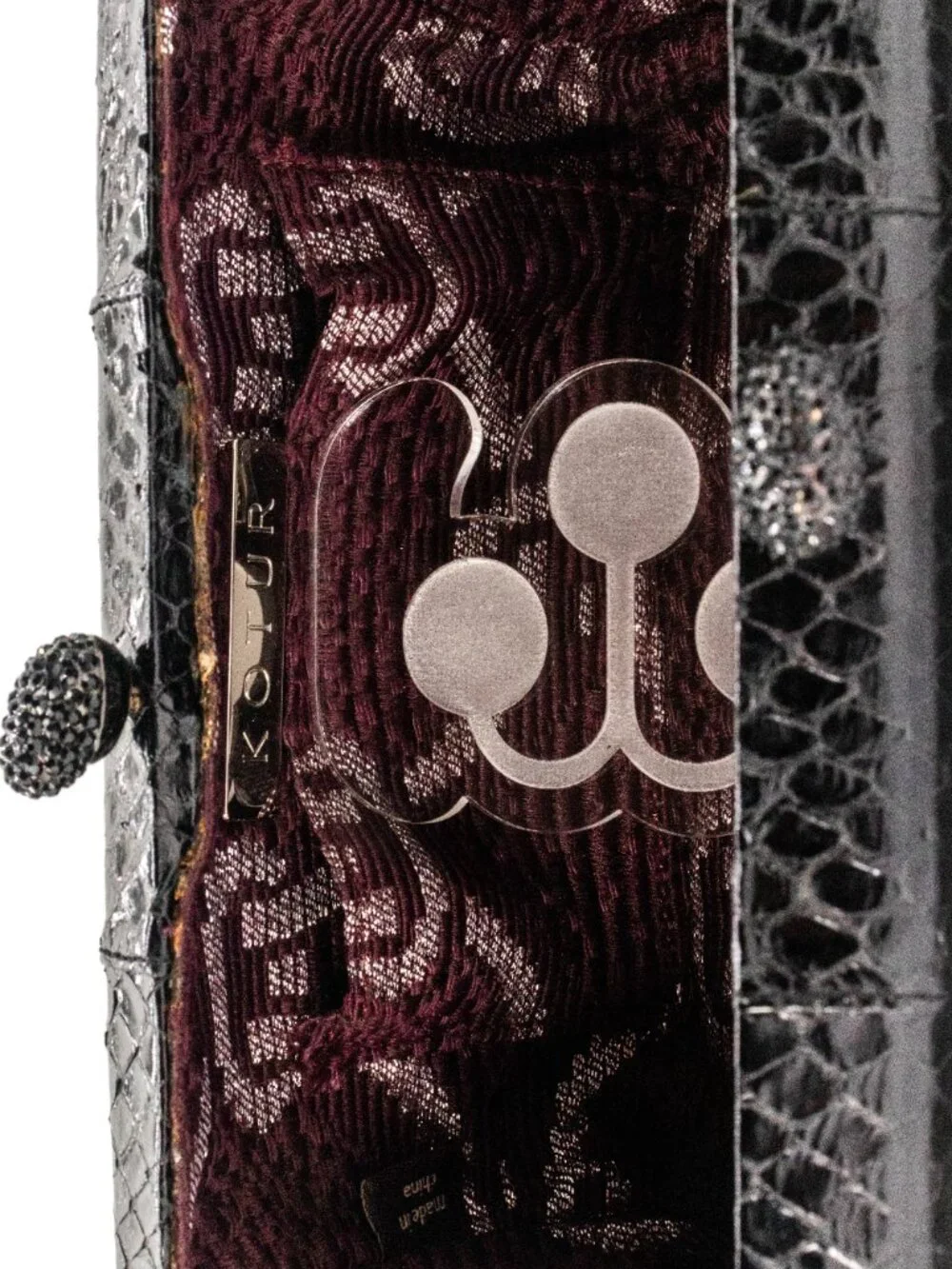 KOTUR Espey Black Snakeskin Box Clutch